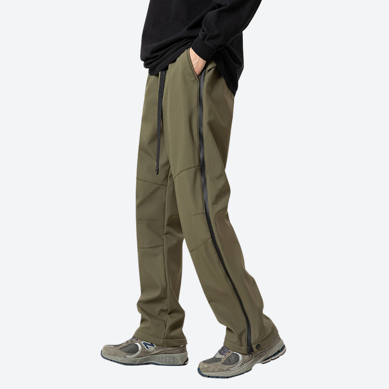 Men's water-repellent stain-resistant work trail pants - olive 3-proof cargo pants with black top, for cold-weather trekking