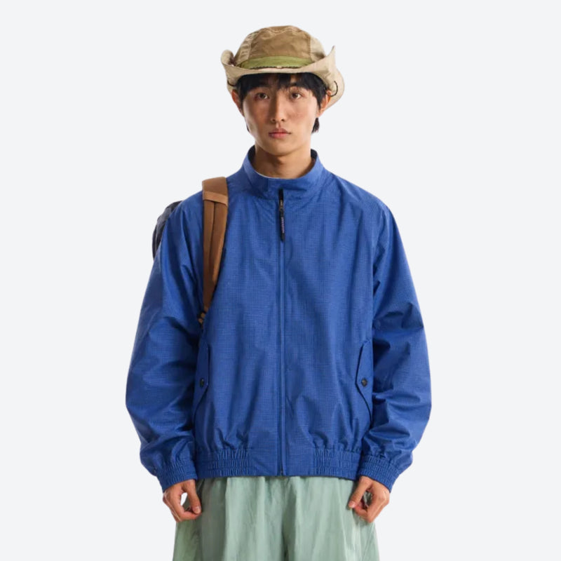 Breathable dual-side wear ski jacket with elastic hem - blue reversible jacket, for cold-weather outdoor wear