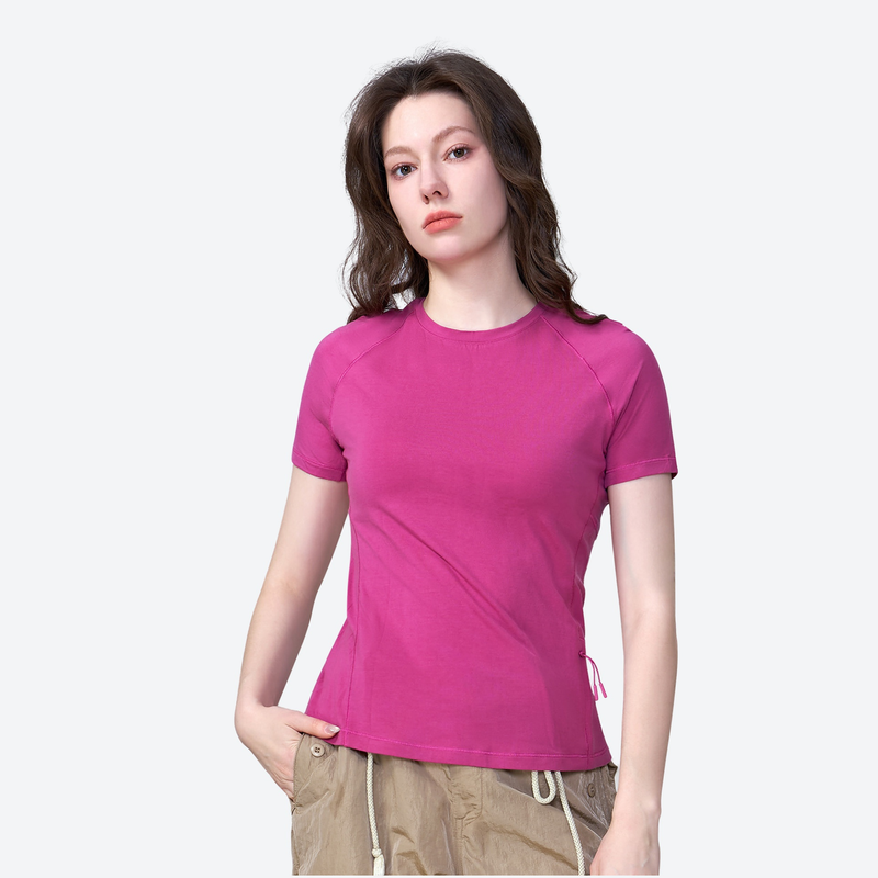 Women's breathable merino wool tee for outdoor - rose pink merino wool quick-dry tee, for running and outdoor workouts
