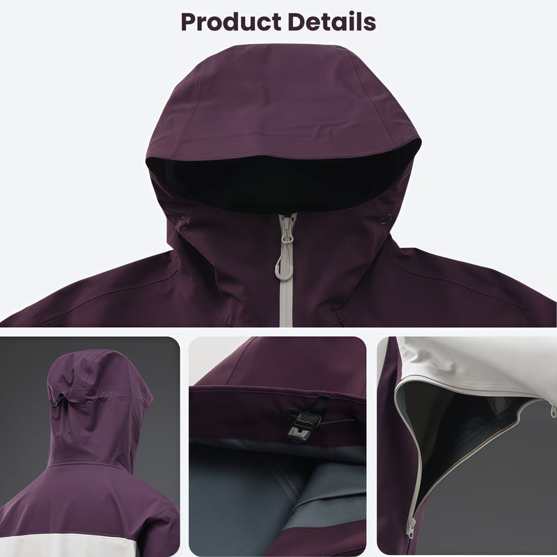 Breathable 3-layer shell with removable fleece liner - purple, for cold-weather outdoor wear