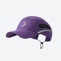 
                  
                    Ultralight packable running cap with reflectivity - purple featherlight running cap, product view, for travel and city walks
                  
                