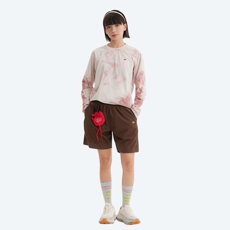 Breathable water-repellent shorts for outdoor - brown water-repellent shorts with tie-dye top, for hiking and trail walking
