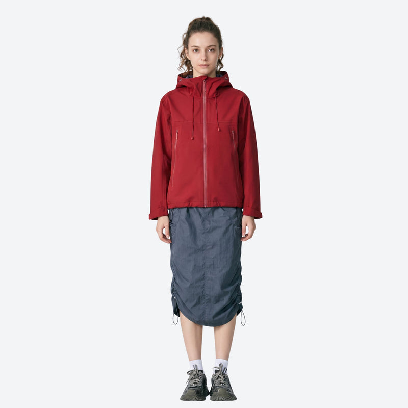 Breathable lightweight shell with built-in carry straps - red hardshell jacket, for skiing and snowboarding