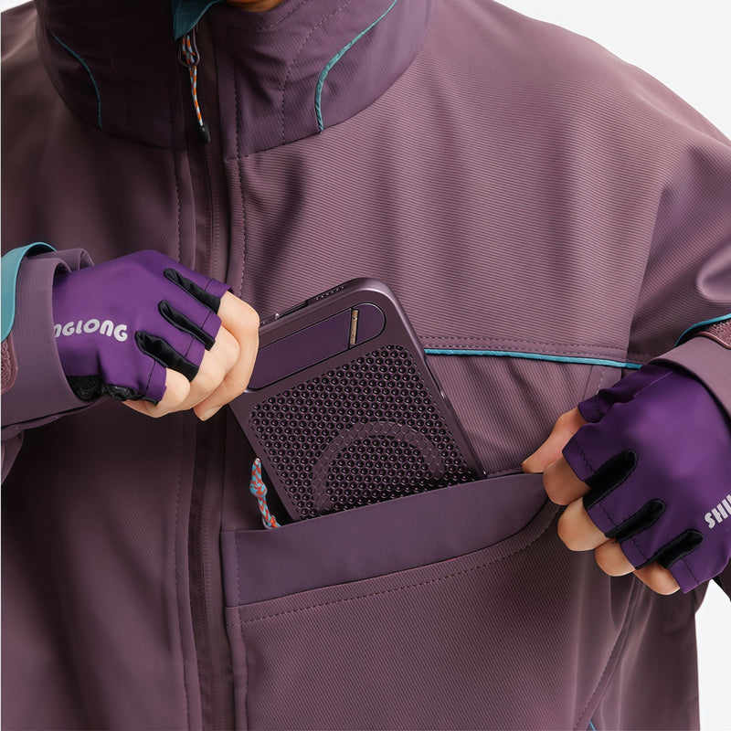 Breathable water-repellent camo softshell set - purple, for cold-weather outdoor wear