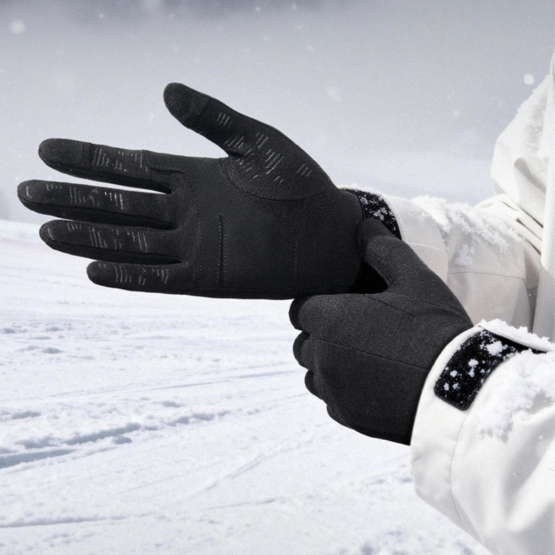 Cocoon merino wool thermal gloves with suede palm - black merino wool thermal gloves, for hiking and trail walking