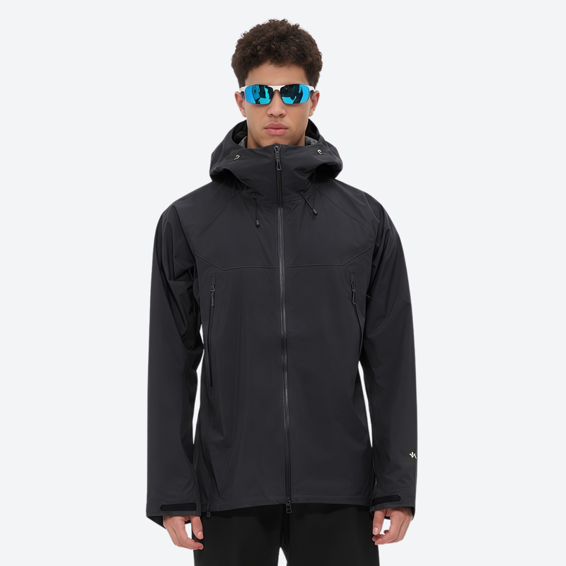 Men's breathable hardshell snowboard jacket with vents - black hardshell jacket, for cold-weather winter sports