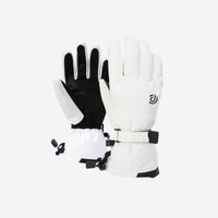 
                  
                    Water-repellent ski gloves in prints and solids - white touchscreen snow gloves, pair back view, for resort ski days
                  
                