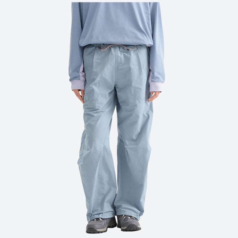Breathable lightweight wide-leg trail pants - light blue wide-leg hiking pants with blue top, for warm-weather trekking