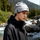 Fine 17.5 micron merino wool beanie - light gray merino beanie on men, worn side view, for daily commute and office