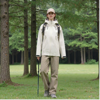 
                  
                    Women's breathable hard shell ski jacket with pit zips - cream hardshell jacket, for cold-weather outdoor wear
                  
                