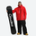 Men's 2-layer snowboard jacket and pants - red jacket with black pants, for skiing and snowboarding