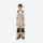 Youth 3-layer ski suit with bib pants - tan bib pants with black knee patches, for youth snow play and sledding
