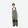 Kids 3L waterproof snow jacket and pants suit - olive bib pants with black knee patches, for cold-weather winter outdoor fun