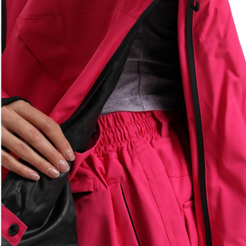 Women's 2-layer snowboard jacket and pants - rose pink, for cold-weather winter sports