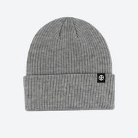 
                  
                    Warm wool knit beanie for winter sports - medium gray wool snow beanie, front product view, for hiking and trail walking
                  
                