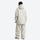 Women's colorblock ski pullover set - cream jacket with cream pants, on-model back hood view, for skiing and snowboarding