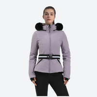 
                  
                    Women's slim fit ski jacket with fur collar - lavender slim fit ski jacket with fur collar, for resort ski days
                  
                