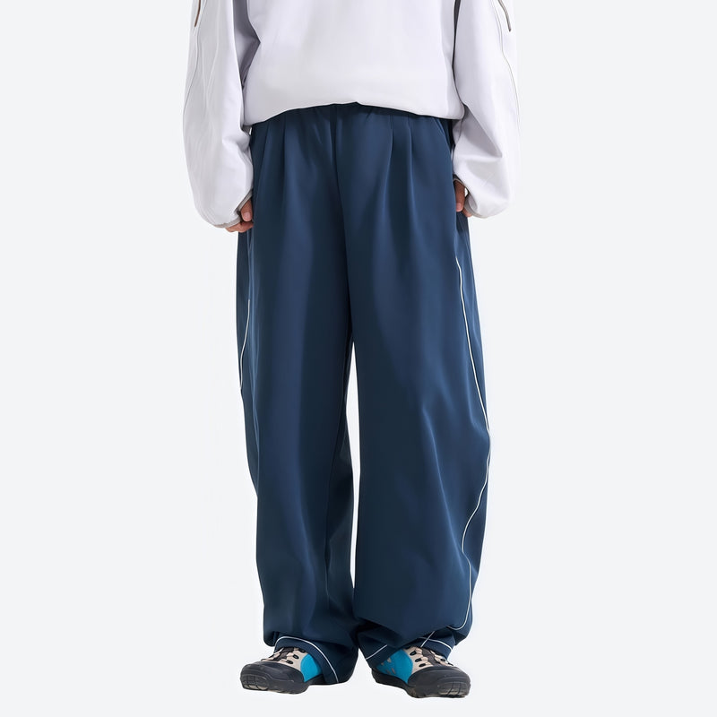 Women's knit cargo hiking pants with relaxed fit - navy knit cargo pants with white top, for hiking and trail walking