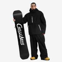 
                  
                    Men's waterproof 2L snow jacket and pants - black jacket with black pants, for skiing and snowboarding
                  
                