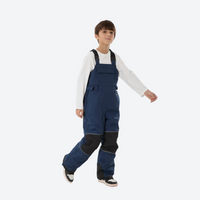 
                  
                    Kids 3L waterproof snow jacket and pants suit - navy bib pants with black knee patches, for youth snow play and sledding
                  
                