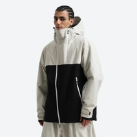 
                  
                    Men's breathable 2L snowboard jacket and pants - cream and black colorblock, for resort and street wear
                  
                