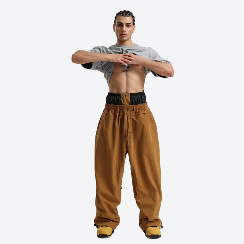 Unisex waterproof 3L snow anorak jacket and pants - coffee brown snow pants, for resort and street wear