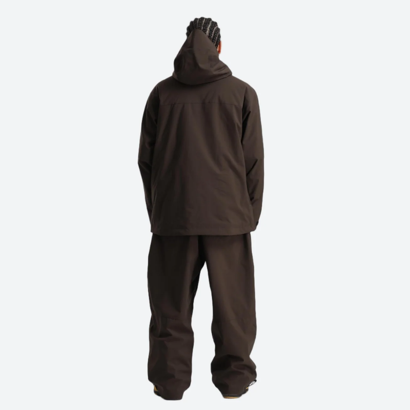 Men's 2-layer snowboard jacket and pants - coffee brown jacket with coffee pants, for cold-weather winter sports