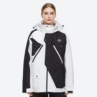 
                  
                    Unisex 2-layer snowboard jacket and pants - black and white colorblock jacket, for skiing and snowboarding
                  
                