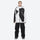Unisex waterproof 2L snow jacket and pants - black and white colorblock jacket with black pants, for resort and street wear