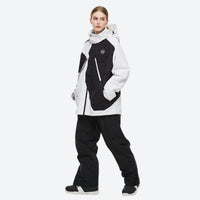 
                  
                    Breathable anorak ski jacket in candy colors - black and white colorblock jacket with black pants
                  
                