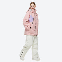 
                  
                    Unisex waterproof 2L snow jacket and pants - pink anorak jacket with white pants, for cold-weather winter sports
                  
                