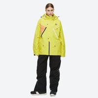 
                  
                    Breathable anorak ski jacket in candy colors - neon yellow anorak jacket with black pants, for powder days and winter commute
                  
                