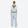 Breathable 2-layer ski jacket with suspender pants - light blue bib pants, on-model back view, for powder and piste riding