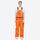Waterproof 2L snow jacket and bib pants set - orange bib pants, on-model front view, for powder and piste riding