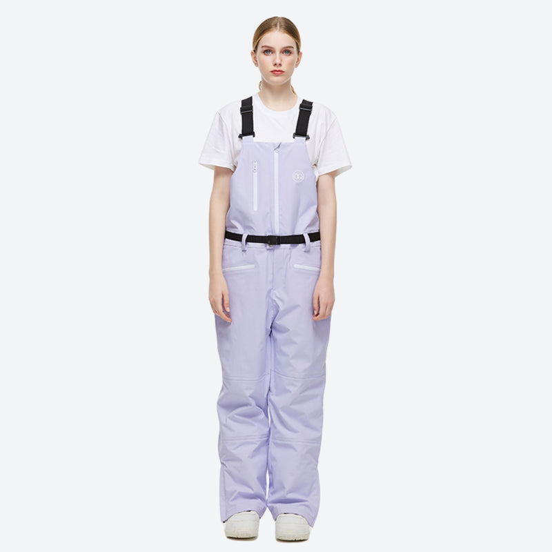 Unisex colorblock snowboard jacket and bibs - lavender bib pants, for skiing and snowboarding