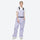 Breathable 2-layer ski jacket with suspender pants - lavender bib pants, on-model front view, for cold-weather winter sports