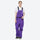 Unisex colorblock snowboard jacket and bibs - purple bib pants, on-model front view, for cold-weather winter sports