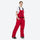 Breathable 2-layer ski jacket with suspender pants - red bib pants, for cold-weather winter sports