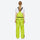 Unisex colorblock snowboard jacket and bibs - lime green bib pants, on-model back view, for skiing and snowboarding