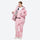 Women's 2-layer snowboard jacket and pants - pink floral print jacket with pink pants, for skiing and snowboarding