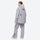 Women's 2-layer snowboard jacket and pants - lavender floral print jacket with lavender pants, side walking view