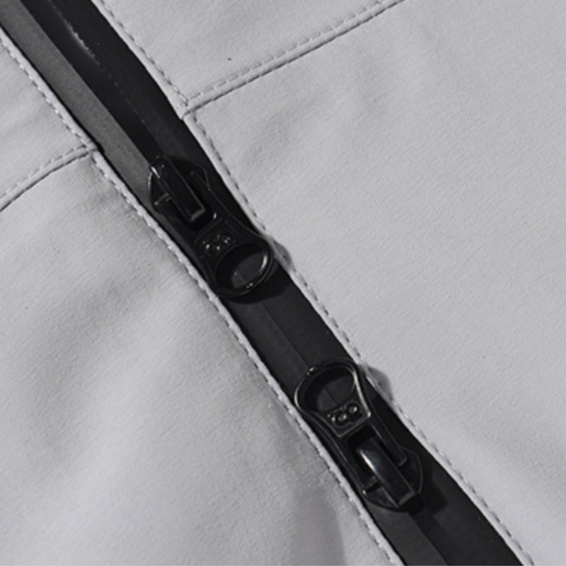 Women's 2-layer snowboard jacket and pants - lavender, zip close-up detail, for skiing and snowboarding