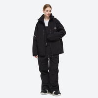 
                  
                    Waterproof 2L snow jacket and bib pants set - black jacket with black pants, for skiing and snowboarding
                  
                