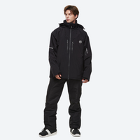 
                  
                    Waterproof 2L snow jacket and bib pants set - black jacket with black pants, for cold-weather winter sports
                  
                