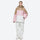 Waterproof 2L snow jacket and bib pants set - tan pink and white colorblock jacket with white pants