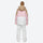 Breathable 2-layer ski jacket with suspender pants - tan pink and white colorblock jacket with white pants