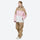 Waterproof 2L snow jacket and bib pants set - tan pink and white colorblock jacket with tan pants