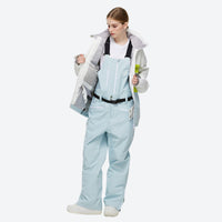 
                  
                    Waterproof 2L snow jacket and bib pants set - light blue colorblock jacket with light blue bib pants
                  
                