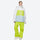 Breathable 2-layer ski jacket with suspender pants - white lime and light blue colorblock jacket with lime pants