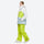 Waterproof 2L snow jacket and bib pants set - white lime and light blue colorblock jacket with lime pants